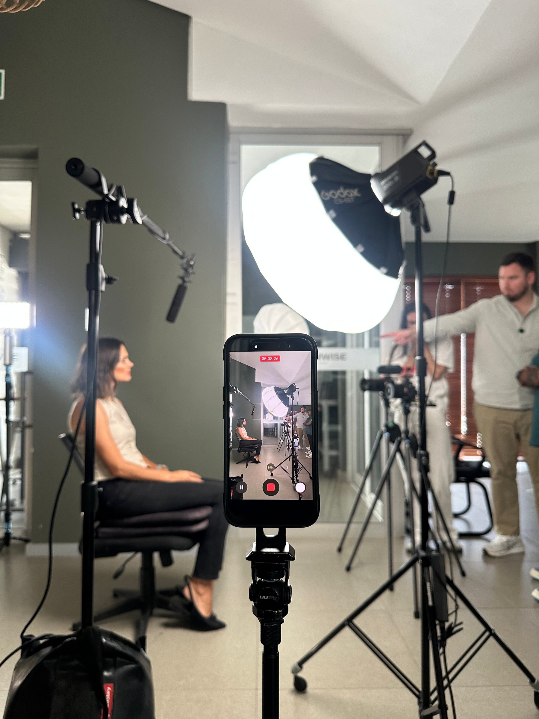 Lighting an interview, subject in the chair