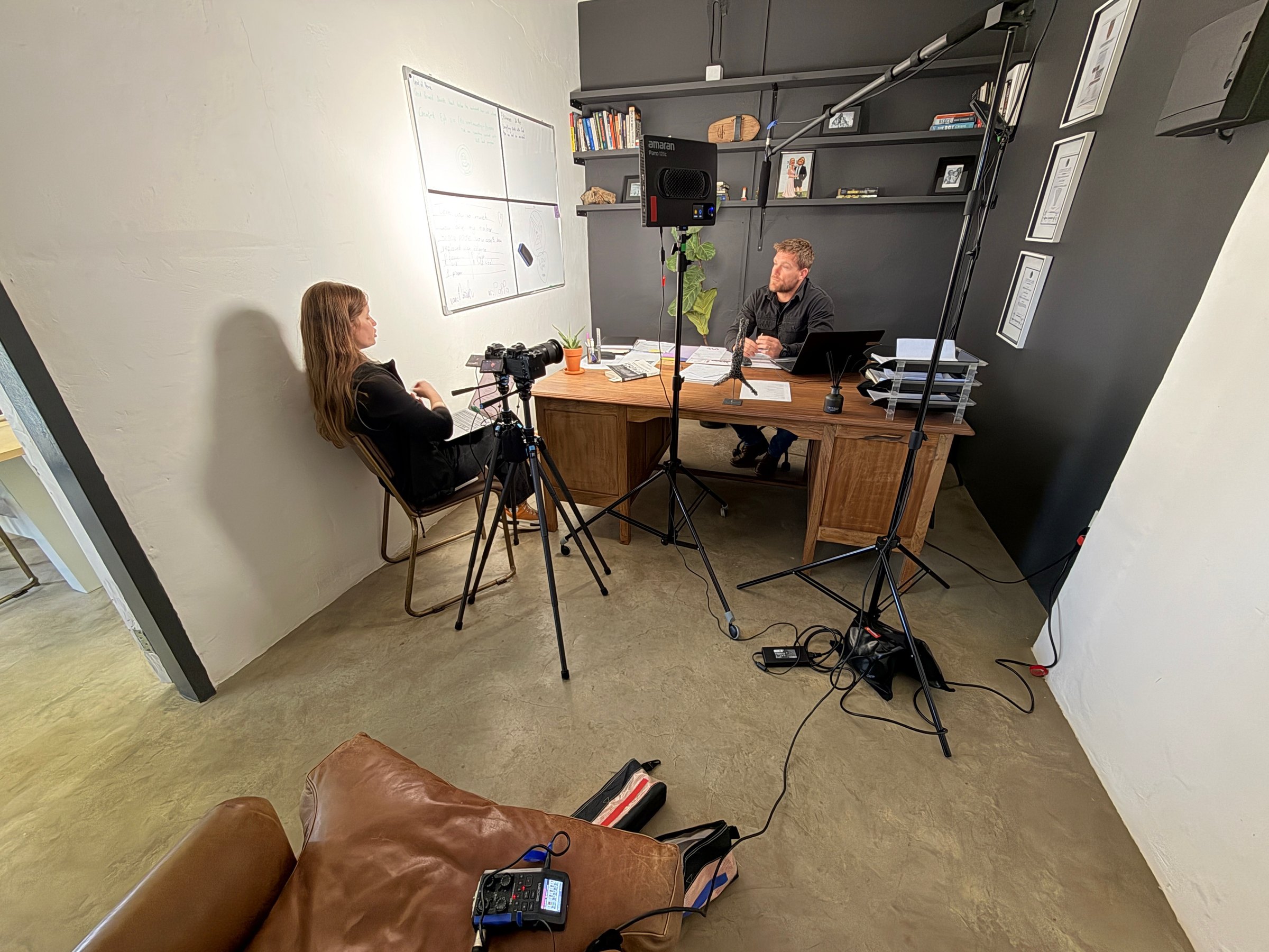 A one-camera set-up in the small studio