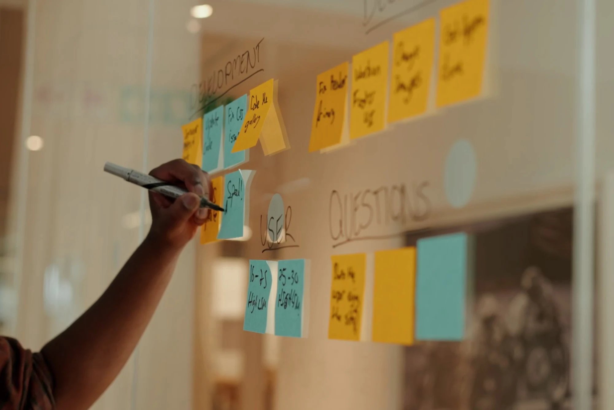 Mapping the build in sticky notes on the glass