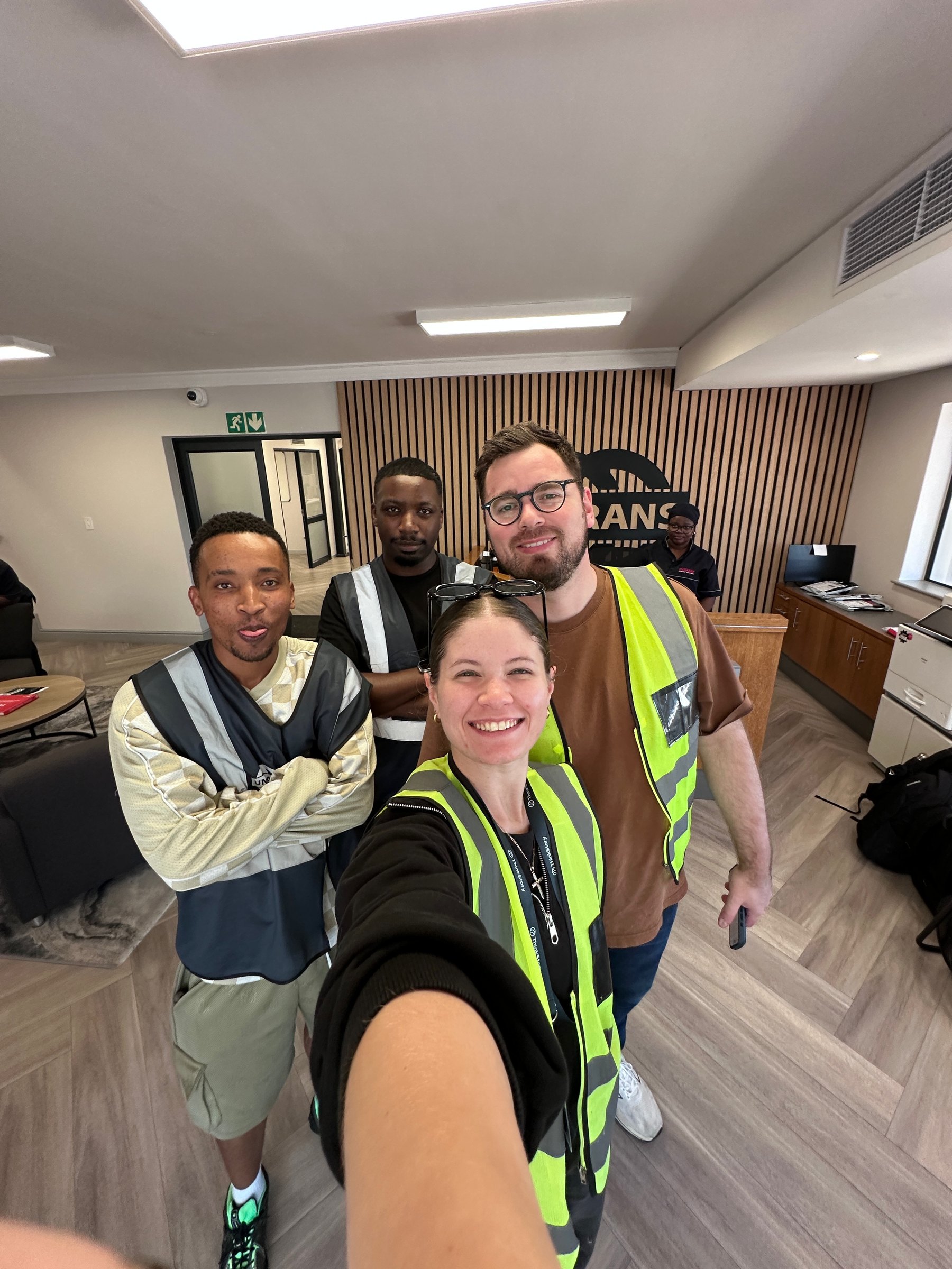 The team in hi-vis on a site recce