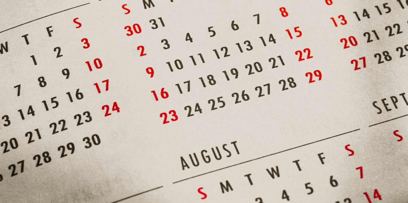 A printed year calendar, planning the quarter ahead