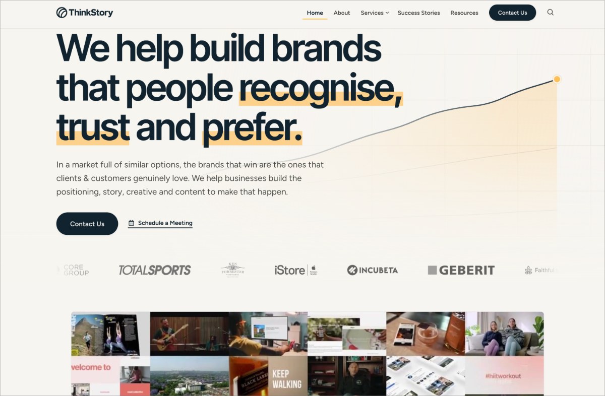 The revamped ThinkStory homepage