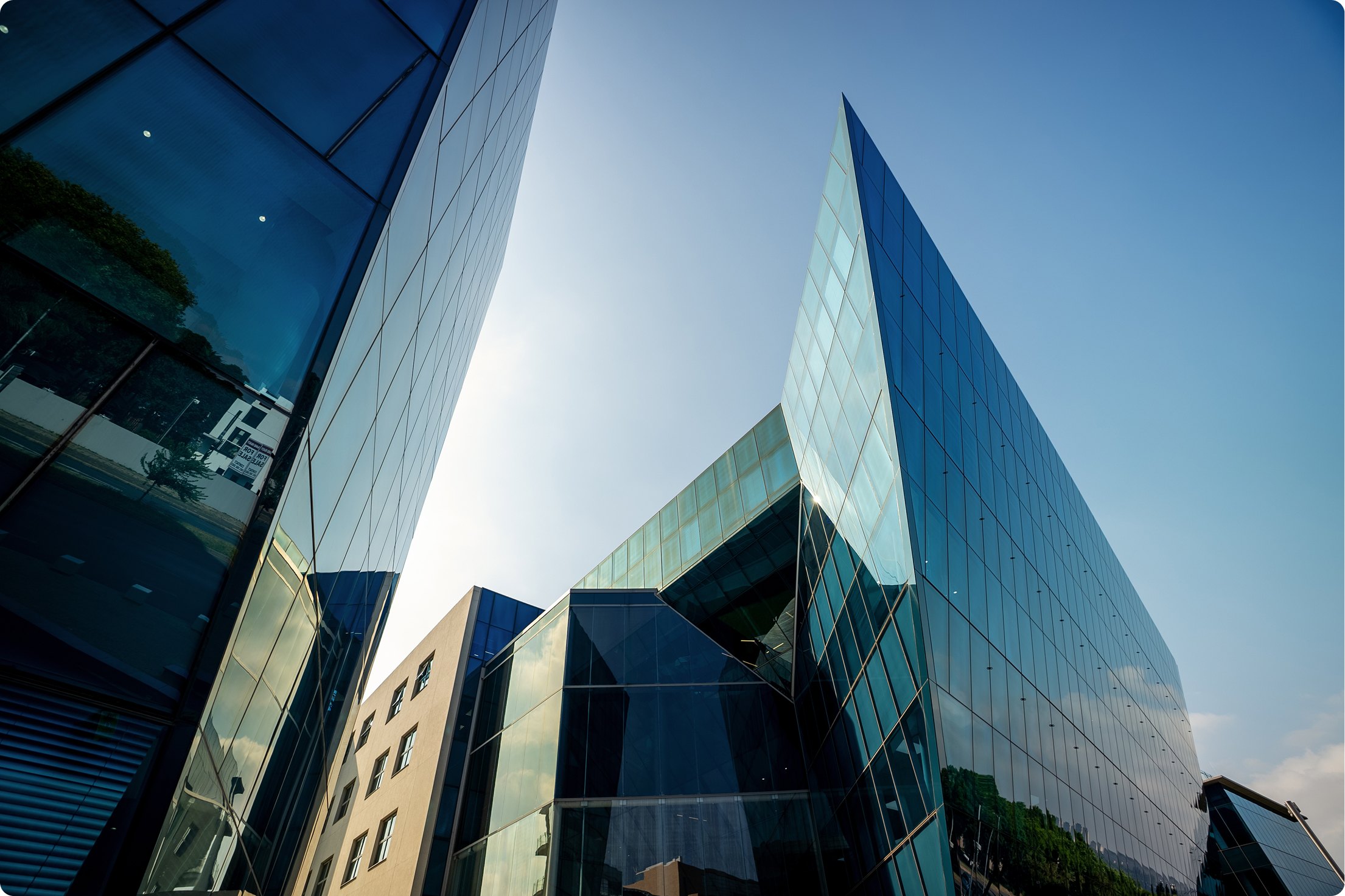 Glass architecture against the sky