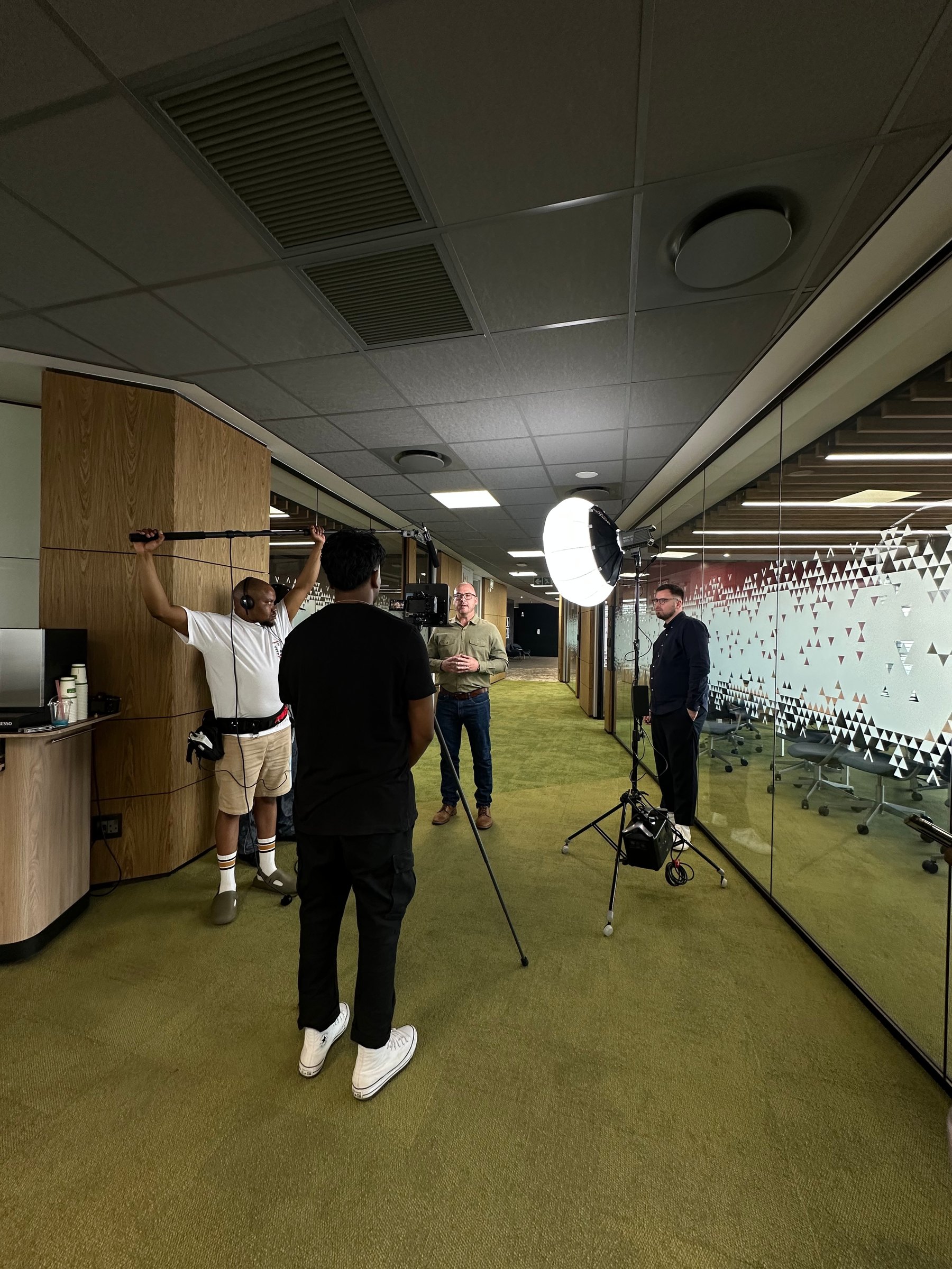 Setting up a corridor shoot on location