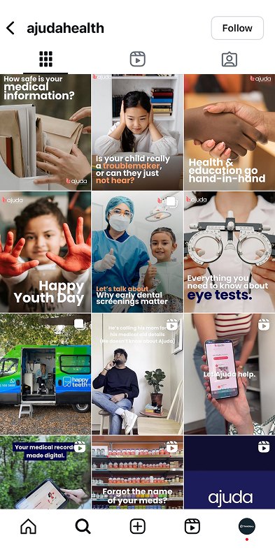 The Ajuda Instagram grid
