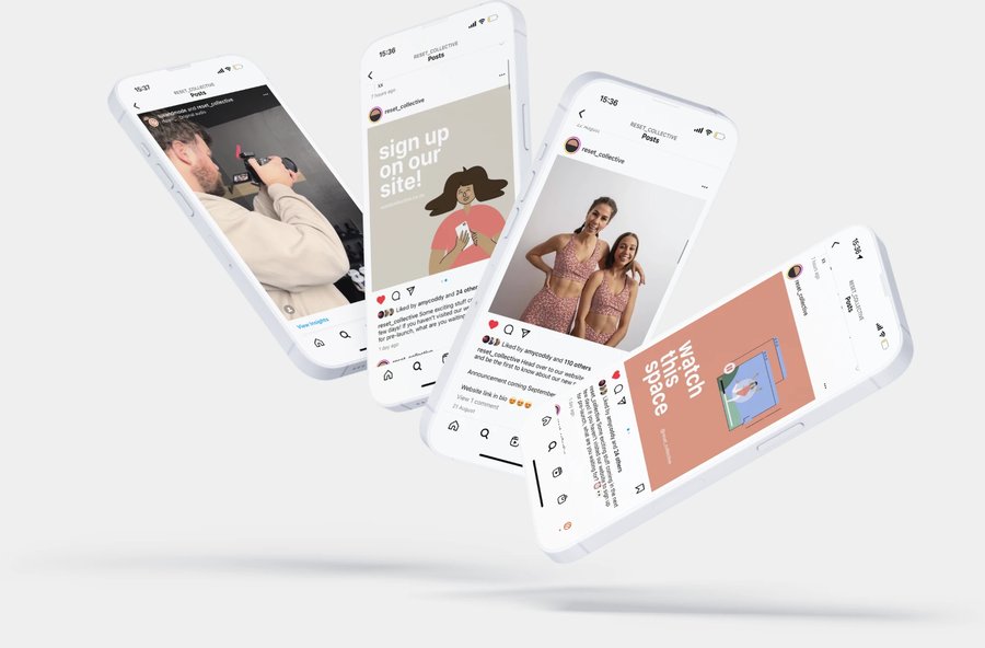 Reset Collective Instagram posts across four phones