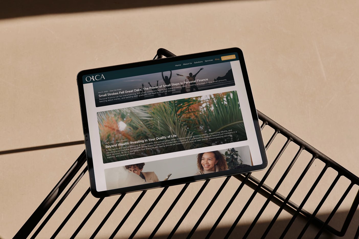 The Orca site on a tablet