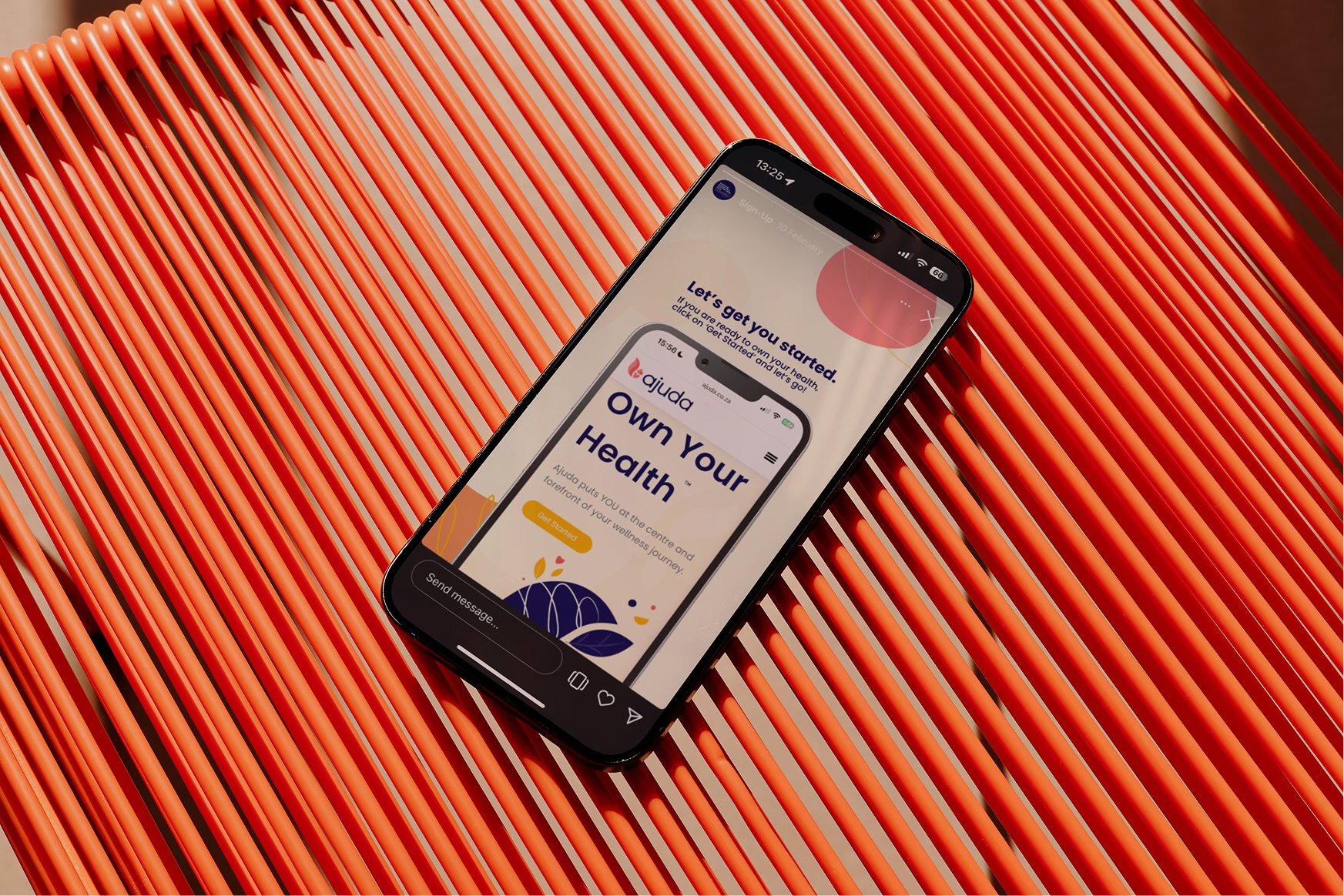 A campaign screen on a phone against red