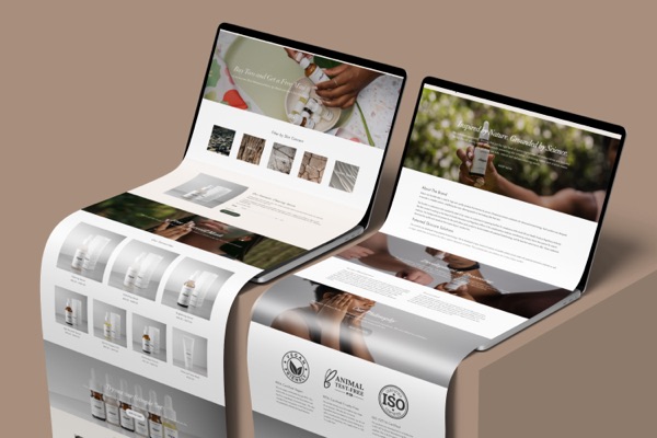 Eliqsur website three screen mockup shop product