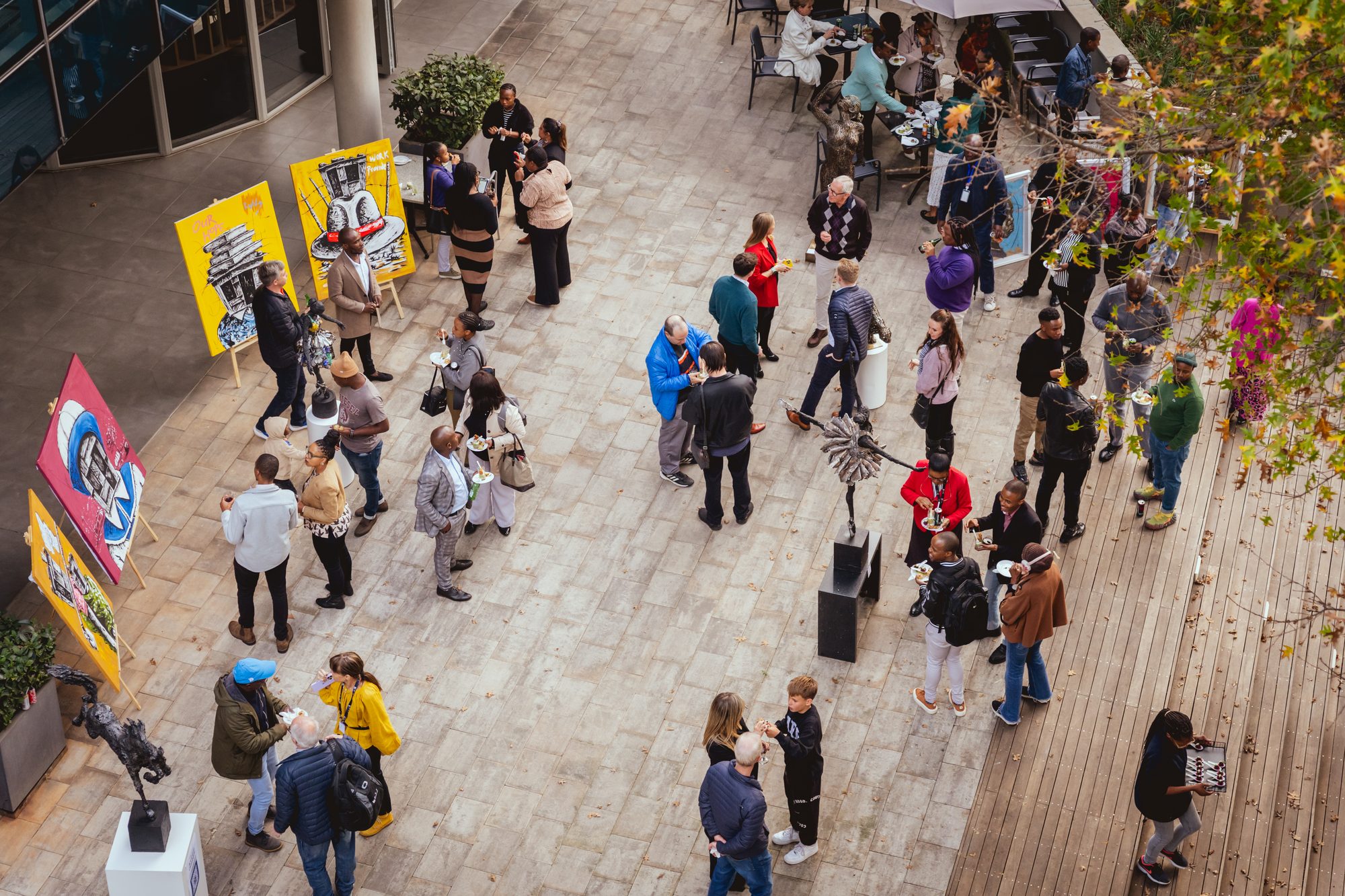 Guests exploring the Barrow art event in the Oxford & Glenhove precinct