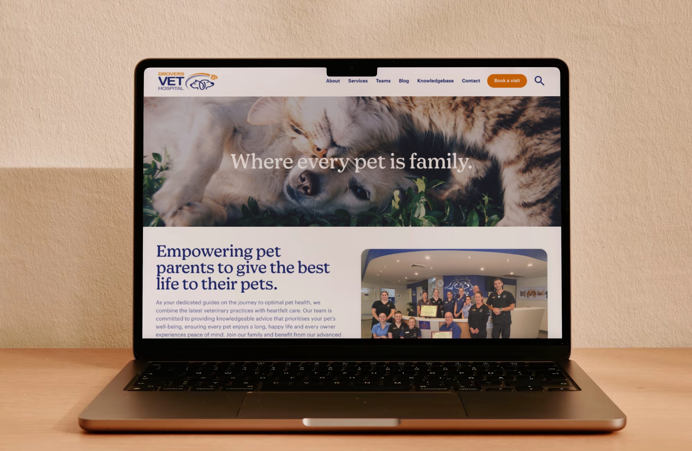 The Drovers Vet Hospital website, rebuilt on Webflow