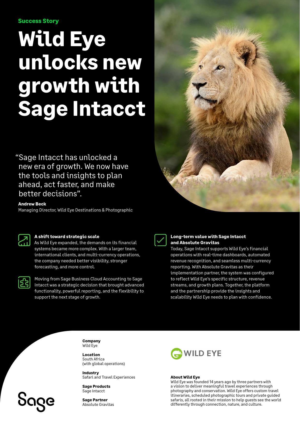 Wild Eye case study we wrote for Sage